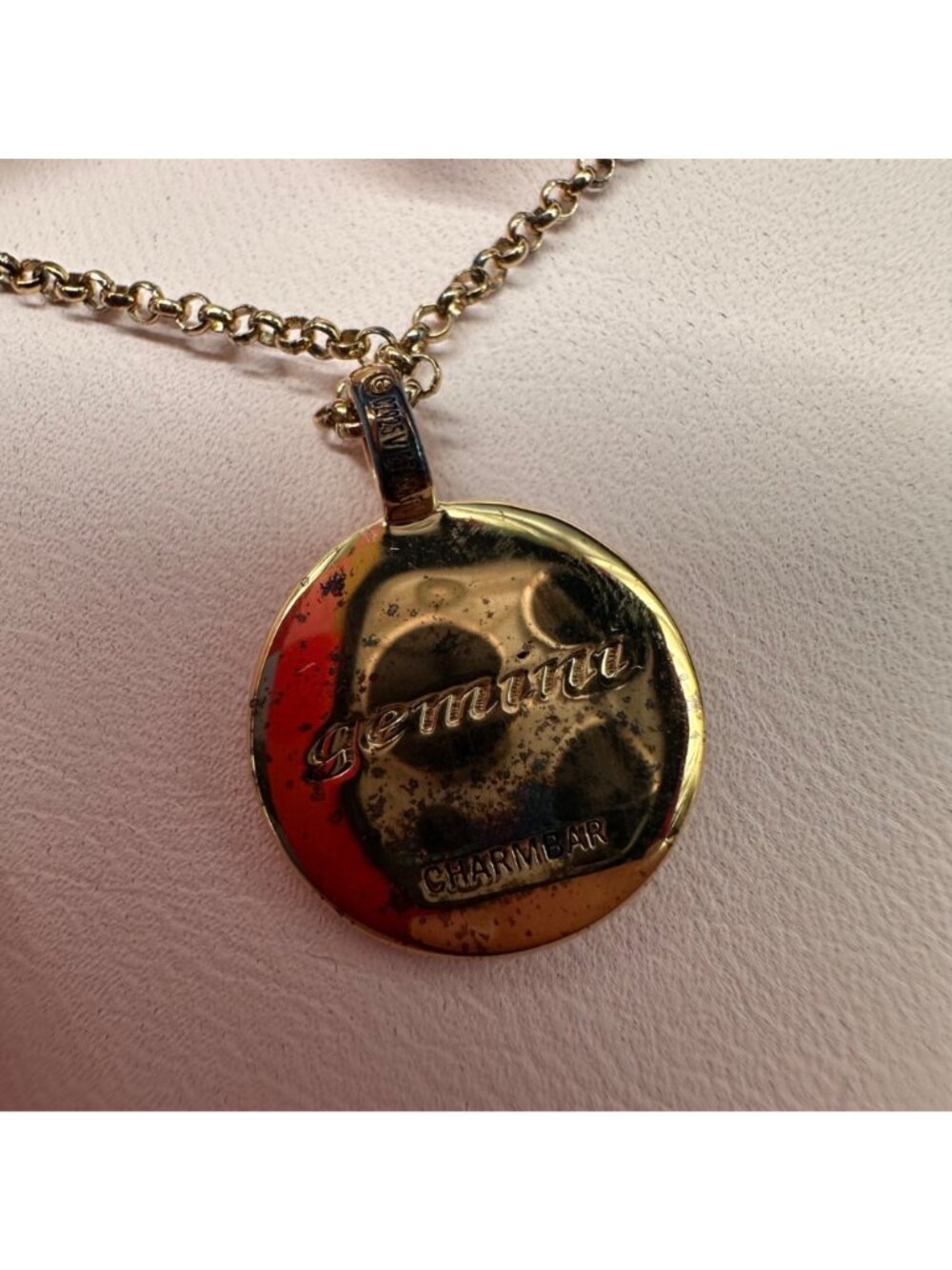 Gemini Necklace Gold Tone Sterling Pendant Zodiac Astrology May June Gift - Picture 3 of 9